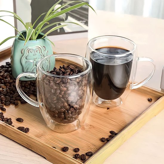 Louvira - Verres à latte macchiato - 350 ml - 2 pièces - Verres à thé - Verres à double paroi - Verres à latte macchiato à double paroi - Verres à latte - Verres à café - Verres à Cappuccino