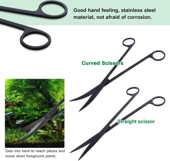 Aquatic Plant Aquascaping Tools Kit, roestvrijstalen schaarpincet, spatel, aquarium-reinigingsgereedschap, aquarium-starterkits met visnet en aquarium-algenschraper van Merkloos	 — afbeelding 4