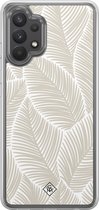 Casimoda® hoesje - Geschikt voor Samsung Galaxy A32 4G - Palmy Leaves Beige - 2-in-1 case - Schokbestendig - Natuur - Verhoogde randen - Bruin/beige, Transparant