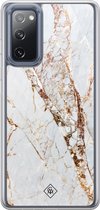 Casimoda® hoesje - Geschikt voor Samsung Galaxy S20 FE - Marmer Goud - 2-in-1 case - Schokbestendig - Marble design - Verhoogde randen - Goudkleurig, Transparant