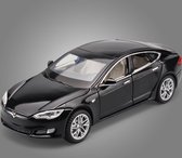 Nezr® Auto Speelgoed Jongens - Tesla Model S - Modelauto - Geluid en Licht - 1:32 - Zwart