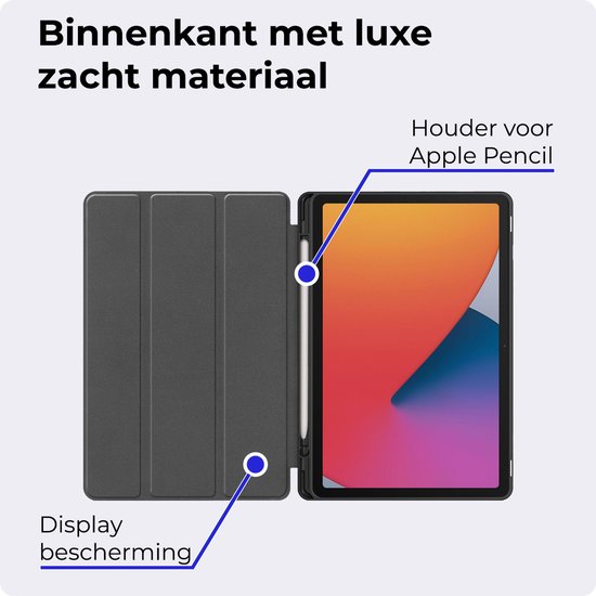 Étui pour tablette vert foncé avec intérieur doux et support pour Apple Pencil.