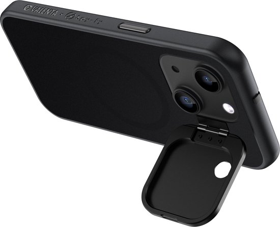 Valenta x Spy-Fy - Coque iPhone 15 Plus avec caches d'appareil photo à l'avant et à l'arrière | Protège votre vie privée et vos Caméras | Étui de confidentialité Valenta Zwart