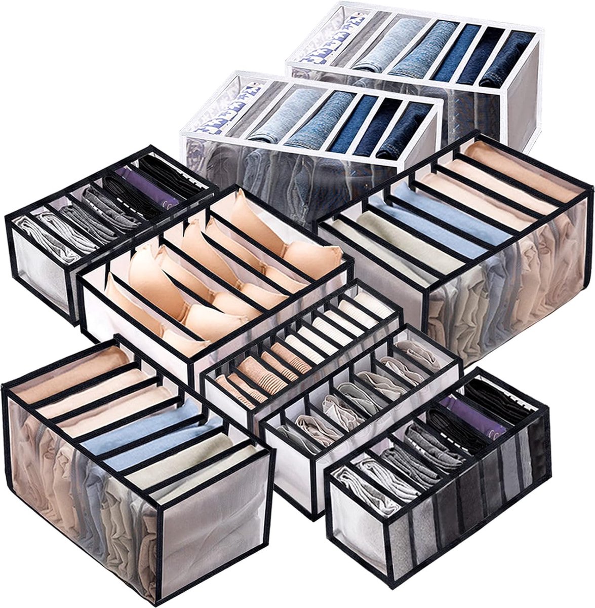 Kongming Kledingkast-organizer, 3 stuks, stoffen opvouwbare opbergdoos met transparant venster, kastorganizer voor speelgoed, kleding, boeken opbergen (grijs, 44 x 30 x 20 cm Kongming Kledingkast-organizer, 3 stuks, stoffen opvouwbare opbergdoos met transparant venster, kastorganizer voor speelgoed, kleding, boeken opbergen (grijs, 44 x 30 x 20 cm