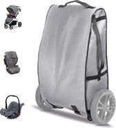 Universele transporttas voor buggy, kinderzitje en baby-autozitje - Beschermende reistas voor vervoer van autostoel/kinderwagen in vliegtuig of auto - Grijs