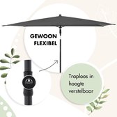 Bol.com Parasol Rethink 180x120cm donkergrijs - rechthoekige parasol voor balkon & terras - duurzame parasol - balkonparasol met... aanbieding