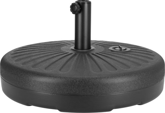 ACAZA Parasolvoet - Parasoltegels - Parasolvoeten - tot 28 kg - Zwart - Ronde Parasolvoet - Diameter Buis 38 mm - Parasol Voet - Parasol Tegels - Plastic - Parasolvoet Vulbaar - Parasolhouder
