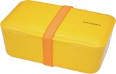 TAKENAKA Bento Bite Box Yellow Mango milieuvriendelijke lunchbox gemaakt in Japan, BPA- & rietvrij, 100% recyclebaar plastic flesgebruik, magnetron- en vaatwasmachinebestendig, Bentobox rechthoekig L174x110xH70mm (Gele mango * band: Oranje)