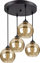 Hanglamp Industrieel voor Woonkamer, Eetkamer - Goud Glas - 4-lichts - Goud Transparant - 4 bollen
