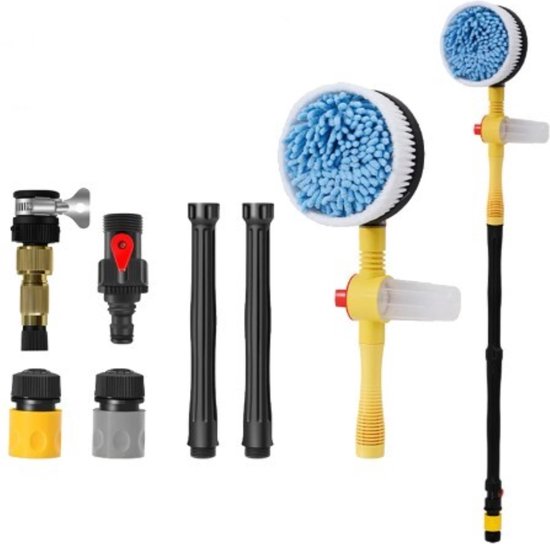 Auto Schoonmaakborstel - Automatische Roterende Borstel - Auto Wassen met Tuinslang - Schuim Borstel - Lange Handgreep - Auto Schoonmaken - Reinigingstool Auto Accessoires - Incl Gratis E-book