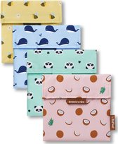 Roll'Eat Snack'n Go - Happy Prints - Washable Snack Pouches - BPA-Free - Reusable Food Wrapping - Eco-Friendly