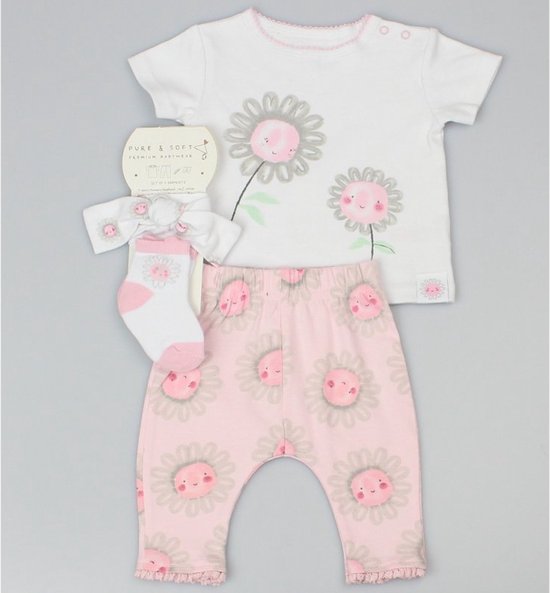 Pure & Soft - baby cadeauset / kledingset - 4-delig - maat 62