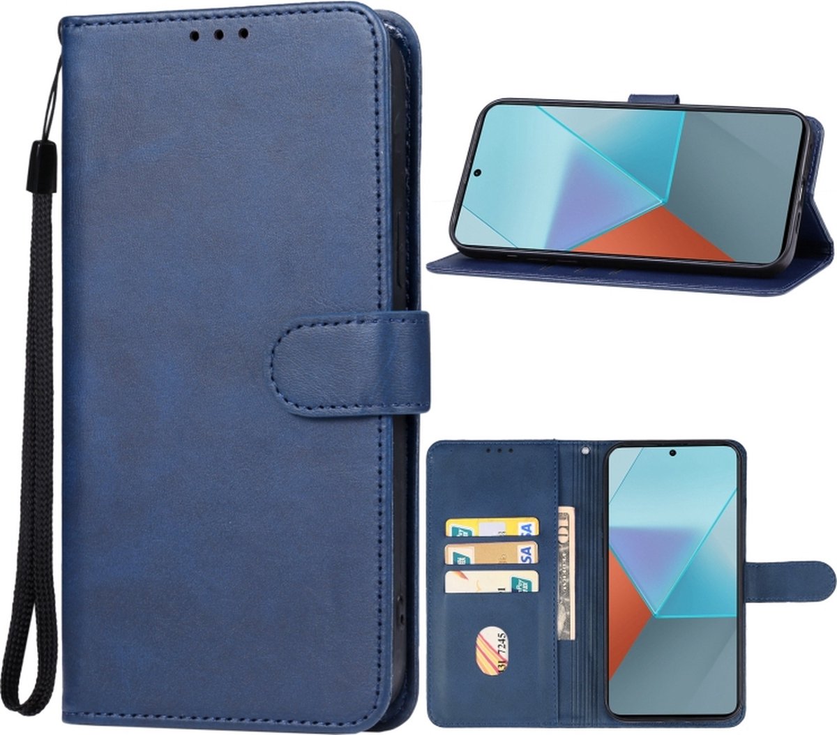 blauw agenda book case hoesje - Xiaomi Redmi Note 13 Pro 4G / Poco M6 Pro 4G