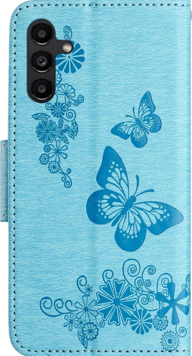 Mobigear Telefoonhoesje geschikt voor Samsung Galaxy A35 Hoesje | Mobigear Butterfly Bookcase Portemonnee | Pasjeshouder voor 2 Pasjes | Telefoonhoesje voor Pinpas / OV Kaart / Rijbewijs - Blauw