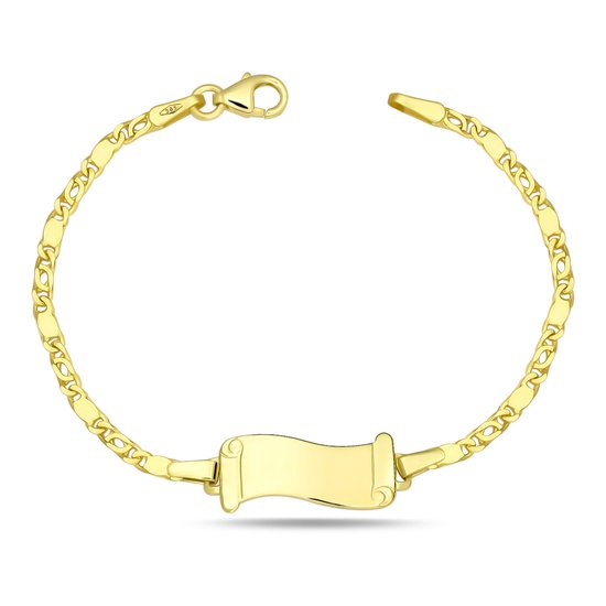 Juwelier Zwartevalk 14 karaat gouden kinder plaat armband - 13.073/12-14cm