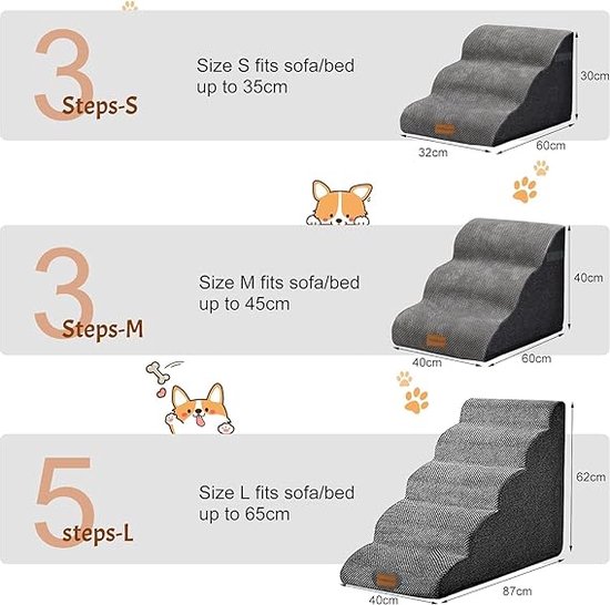Masthome Hondentrap voor bed, 4-traps hondentrap voor hoge bedbank met antislip pluche hoes, huisdieroprit trap voor honden en katten - stuur 6 stuks antislipstickers