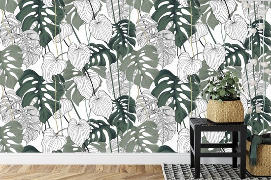 Fotobehang Monstera Bladeren - Vliesbehang - 450 x 300 cm