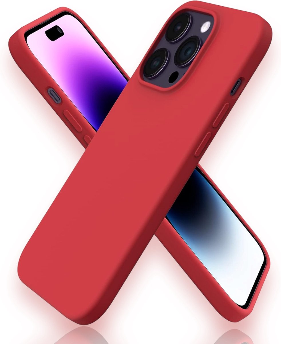 iPhone 14 Pro Ultieme Rood Shockproof Silicon Case! Ontdek de Transparante Luxe en Kracht Bescherming, Maximaal Stevig en Premium Kwaliteit.