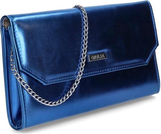 Giulia clutch handbag handtas galatasje - Metallic blauw - Blue napa metal