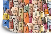 Papier peint photo Chiens de dessin animé colorés
