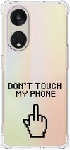 Smartphonehoesje OPPO A98 Telefoon Hoesje met doorzichtige rand Finger Don't Touch My Phone