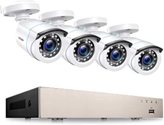 Dahua Camerabeveiliging set met 4 HD-CVI zwarte dome camera's. - Camerabewaking