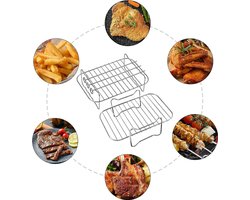 2-Pack Airfryer Rek voor Dual Zone Air Fryer - Dehydrator Rekken - Roestvrij Staal - Airfryer Accessoires