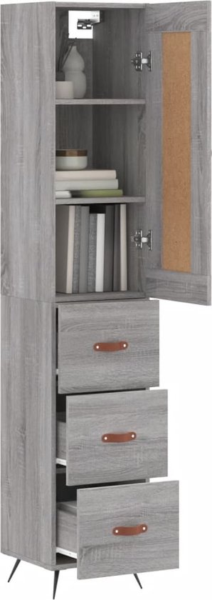 vidaXL-Hoge-kast-34,5x34x180-cm-bewerkt-hout-grijs-sonoma-eikenkleurig