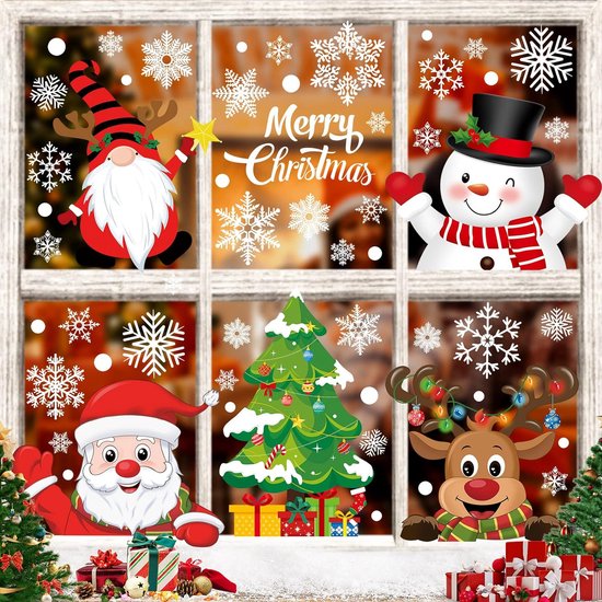 Vensterafbeeldingen voor Kerstmis,Kerst Raamstickers, kabouter