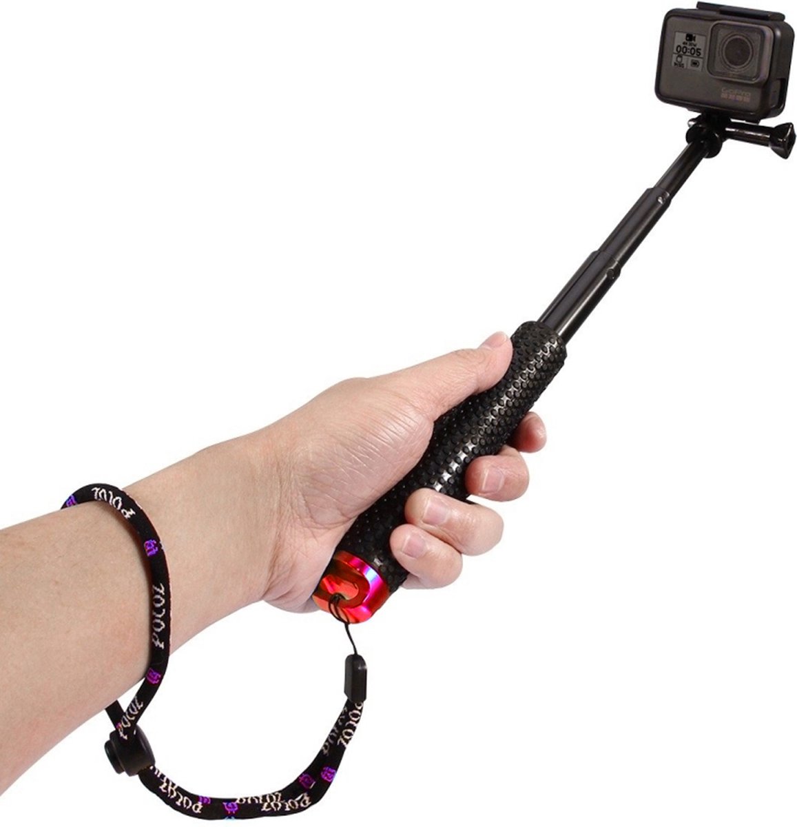 Garpex® Universele Selfiestick XL - Uitschuifbaar tot 95cm - Geschikt voor GoPro en andere Actioncamera's - Waterproof - Rood