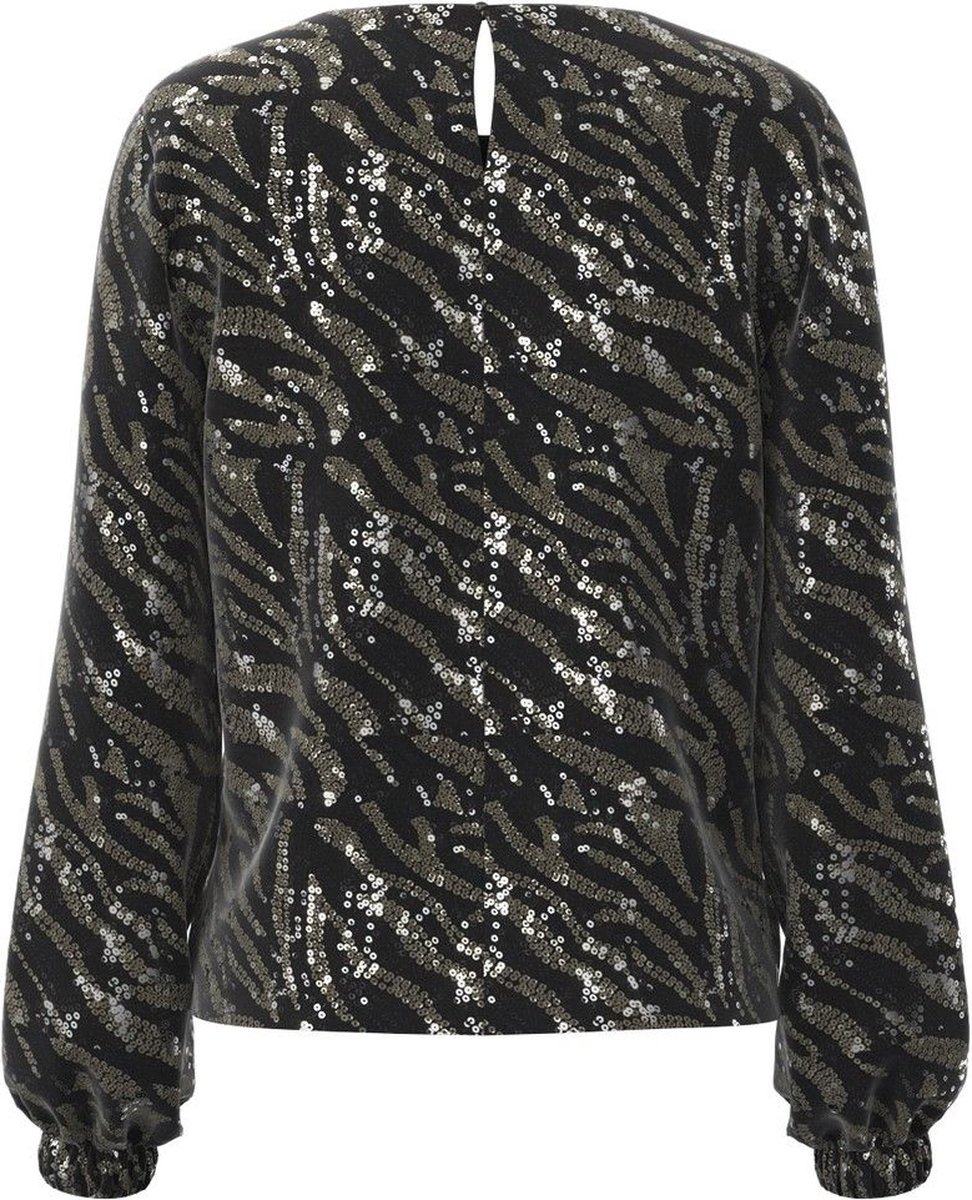 Object Pernille Sansi Closed L/S Top Black Pattern Gold Sequins