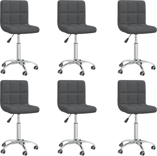 The Living Store Draaibare Eetkamerstoelen - Donkergrijs - 40 x 47 x (74.5-86) cm - Set van 6