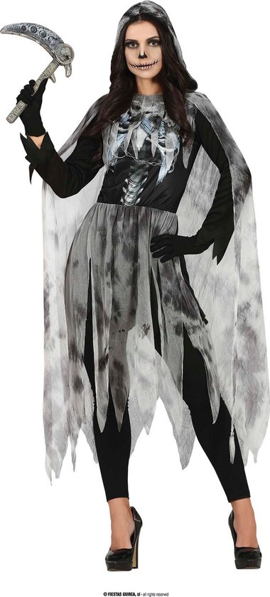 Guirca - Spook & Skelet Kostuum - Jagen Op Vers Bloed Spook - Vrouw - Zwart, Grijs - Maat 42-44 - Halloween - Verkleedkleding