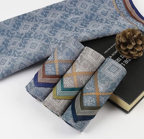 Lot De 3 Ou 6 Mouchoirs En Coton Jacquard 42,5 X 42,5 Cm - Homme - Doux Et Réutilisables - Écologique