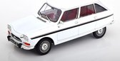 Het 1:18 gegoten model van de Citroen Ami Super uit 1974 in het wit. De fabrikant van het schaalmodel is Norev. Dit model is alleen online verkrijgbaar