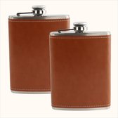 HIXA Flasque - 2 pièces - Flacon - Field Flask - Platvink - 200 ml - Aspect cuir - Marron