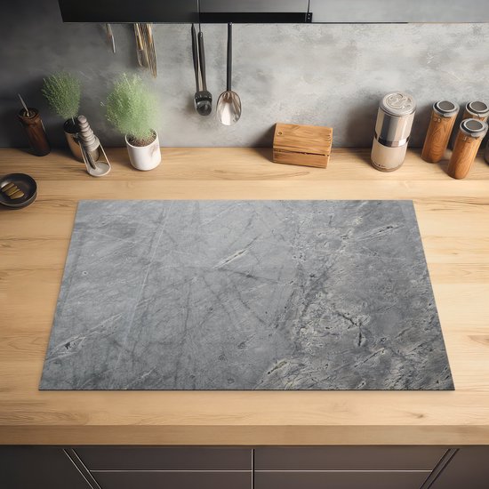 Inductie beschermer - Beton print - Grijs - Betonlook - Vintage - Industrieel - Inductie fornuis - Kookplaat - 80x52 cm - Afdekplaat - Kookplaat beschermer