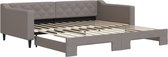 vidaXL - Slaapbank - met - onderschuifbed - 100x200 - cm - stof - taupe