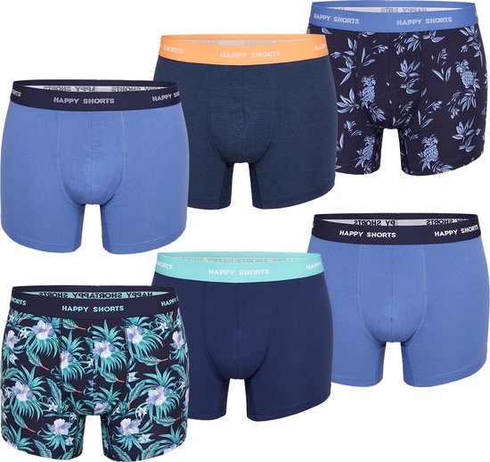 Happy Shorts Boxershorts Heren Multipack 6-Pack Hawaii Print - Maat L