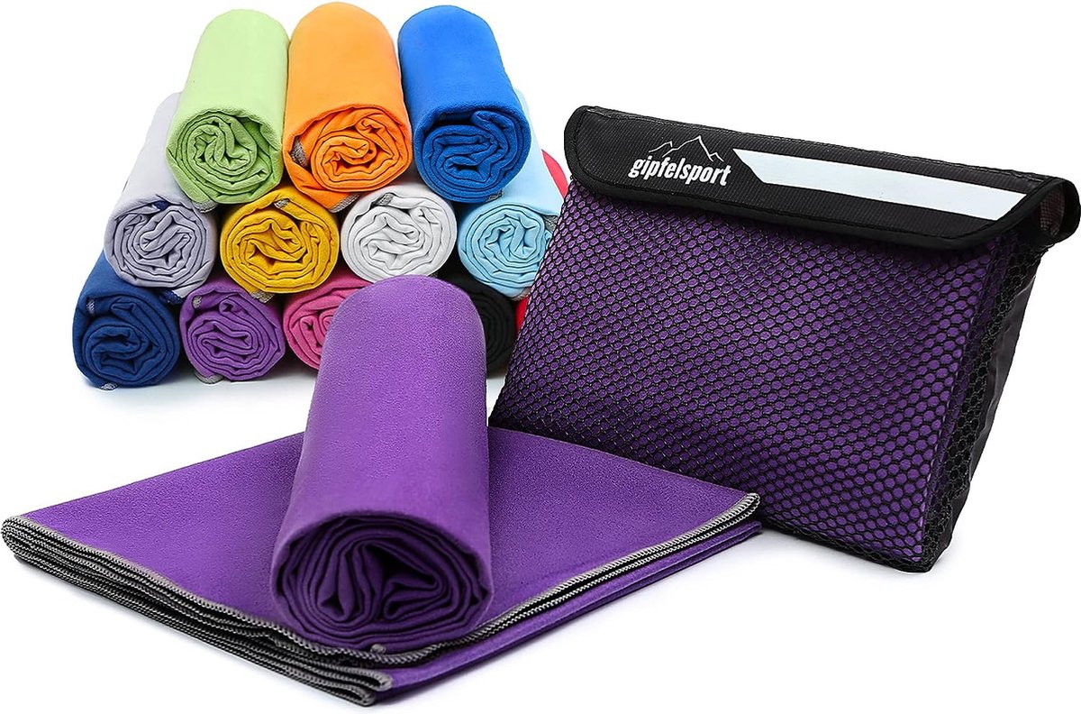 Microvezel handdoek, voor sauna, fitness en sport - strandhanddoek, sporthanddoek - 50x30cm - Paars