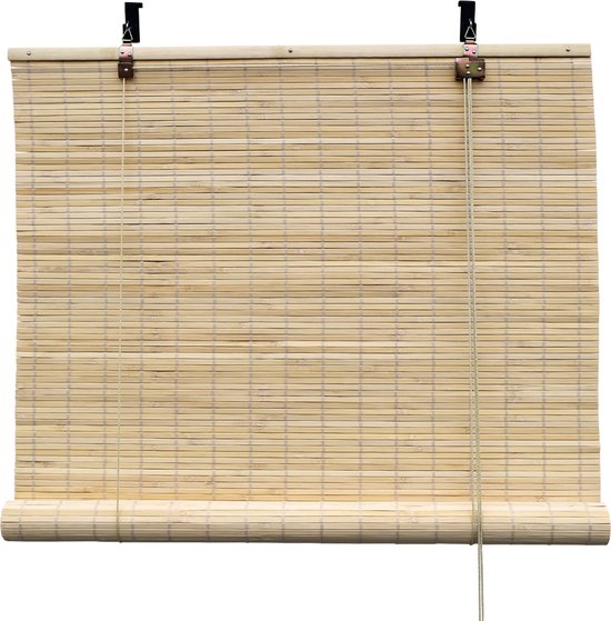 Bamboebaas bamboe rolgordijn Fedde - Naturel - 150x220 cm - Natuurlijke look - Zonwerend - Duurzaam bamboe - Lichtdoorlatend - Geschikt voor binnen en buiten - Eenvoudige montage