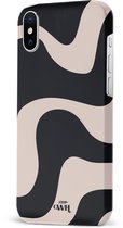 xoxo Wildhearts telefoonhoesje geschikt voor iPhone X / iPhone Xs - Ride With Me - Double Layer - Beschermhoes met golvend patroon - Luxe hard case - zwart en beige
