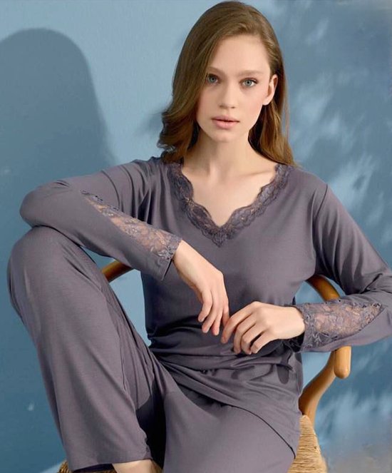 Pyjama Set Nadia / Grijs / XL / 100% Katoen