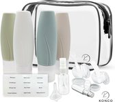 Konco reisflesjes set- navulbare silicone flesjes- toilettas met accessoires