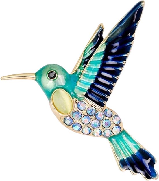 Broche Sierspeld Kolibrie Vogel Blauw 4 cm / 4 cm / Blauw