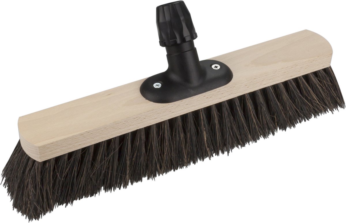 Goedkoopste Houten harde straatbezem/buitenbezem Arenga zwart 40 cm - Bezemkop met universele steelhouder - Bezems