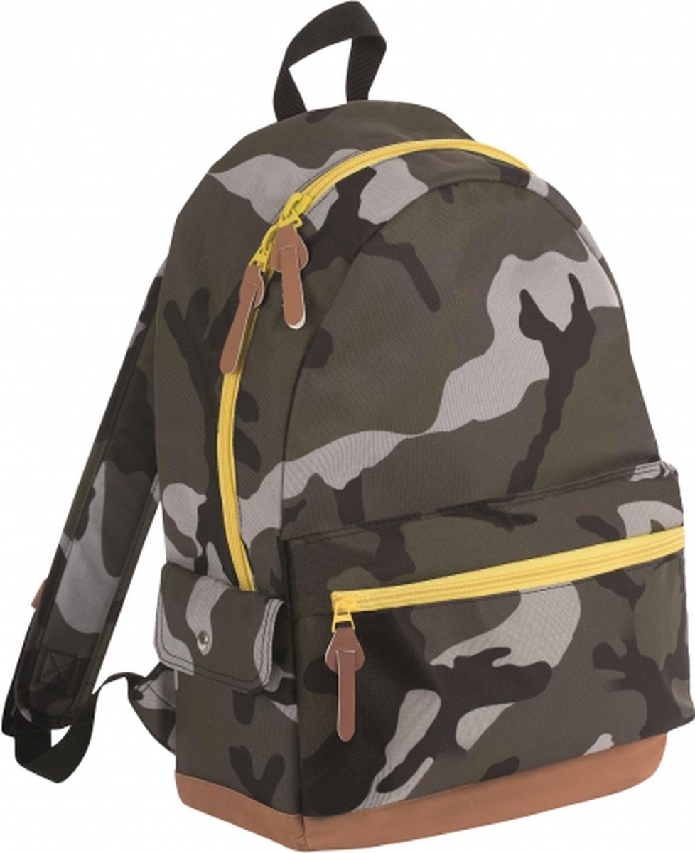 Junior camouflage schooltas rugtas/rugzak 42 cm - 16 liter A4-formaat - Schooltas - Laptoptas/boekentas zwart