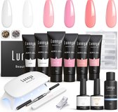 Luneya Luxe Polygel Kit - Polygel Nagels Starterspakket - Inclusief UV LED lamp - 6 Kleuren - Nude Pink
