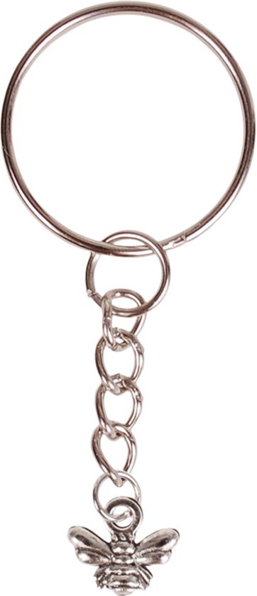 Sleutelhanger/Tashanger - Hangertje Bijtje zilverkleurig 1cm