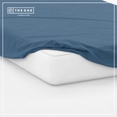 The One Bedding Hoeslaken - 160 x 220 cm - Lits jumeaux - Katoen/Satijn - Indigo blauw